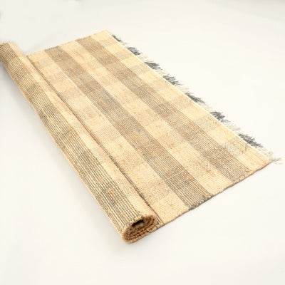 Artisan Hand Woven Jute  Cotton Grey Plaid Rug-5X7 Ft - www.Shopthatapp.com