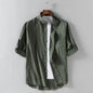 Men's Linen Stand Collar Loose Shirt - www.Shopthatapp.com
