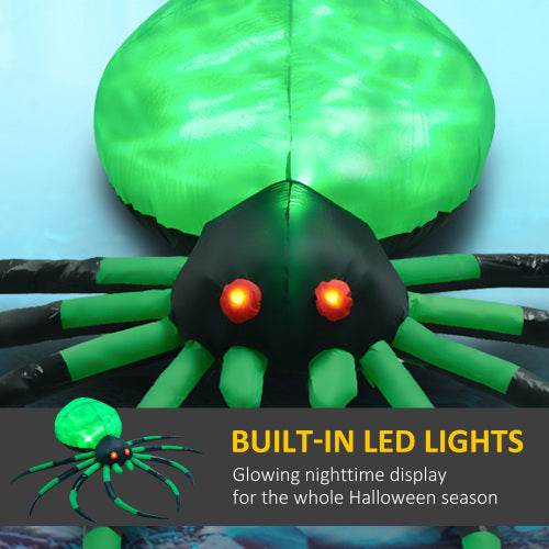HOMCOM 6 Halloween Inflatable Outdoor Decoration Spider, Blow Up LED Yard Decor For Garden, Lawn, Party, Holiday, Waterproof - www.Shopthatapp.com