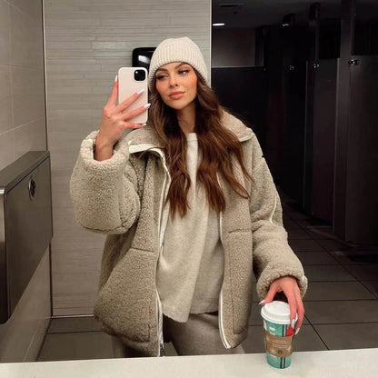 New Fashion Loose Anti-cashmere Hooded Zipper Huge Fleece Winter Jacket - www.Shopthatapp.com