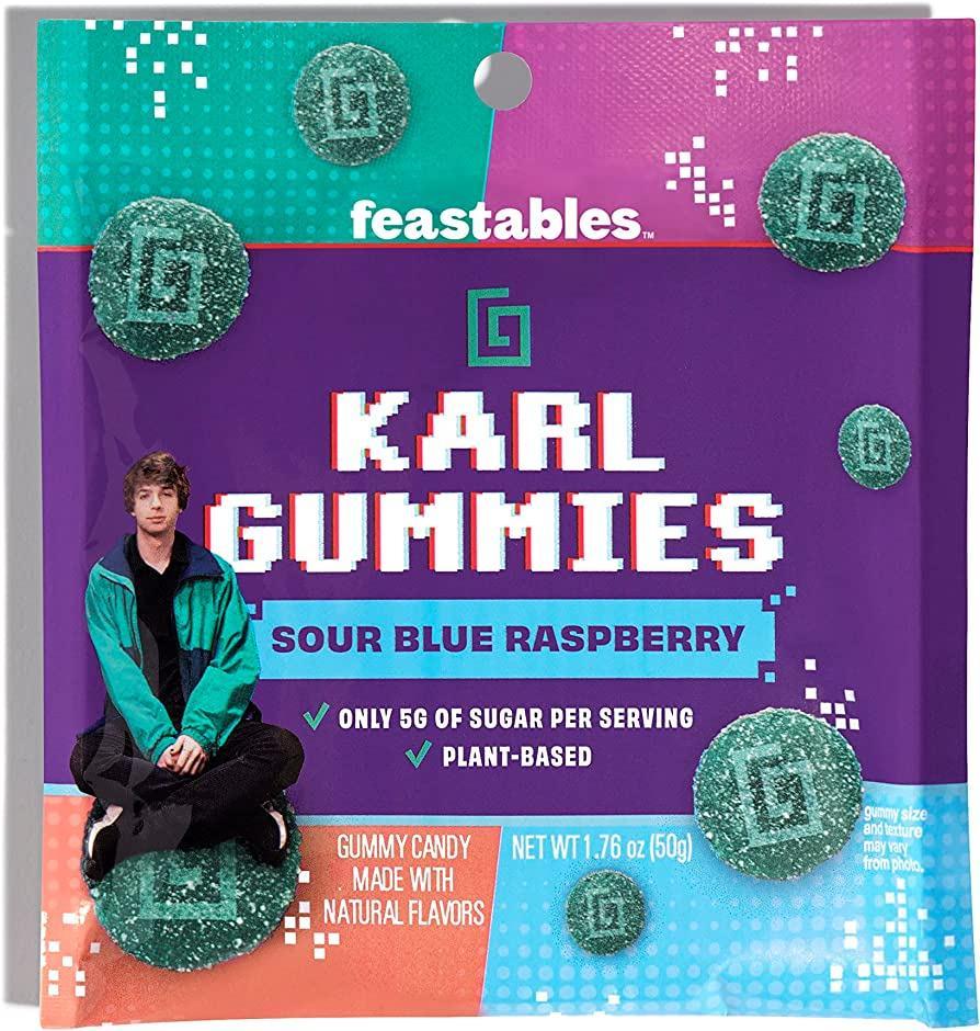 Feastables Karl Gummies Sour Blue Raspberry Bag 3.5OZ - www.Shopthatapp.com