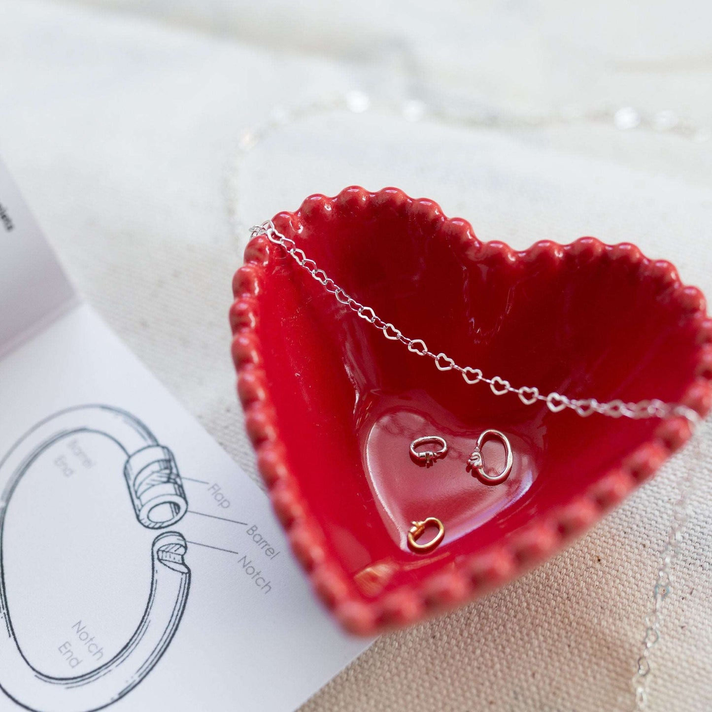 Silver heart chain love links permanent bracelet kit