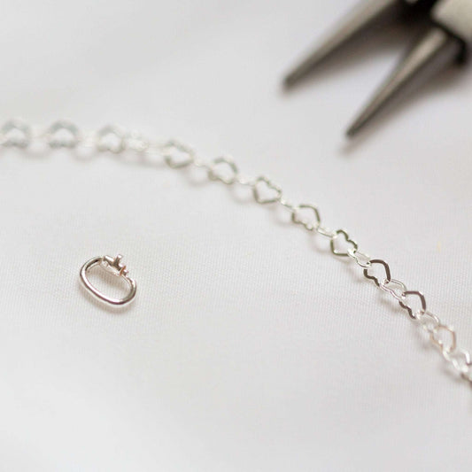 Silver heart chain love links permanent bracelet kit
