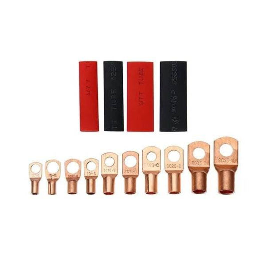 120Pcs Copper Wire Terminal Connectors, AWG 2 4 6 8 10 Copper Wire Lugs With Heat Shrink Set, 60Pcs Copper Wire Lugs And 60pcs Heat Shrink Tubing - www.Shopthatapp.com