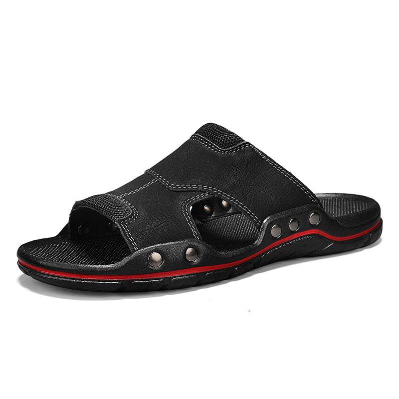 Non-slip Deodorant Men's Sandals Genuine Leather Outdoor Flip Flops - www.Shopthatapp.com