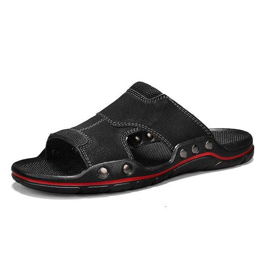 Non-slip Deodorant Men's Sandals Genuine Leather Outdoor Flip Flops - www.Shopthatapp.com