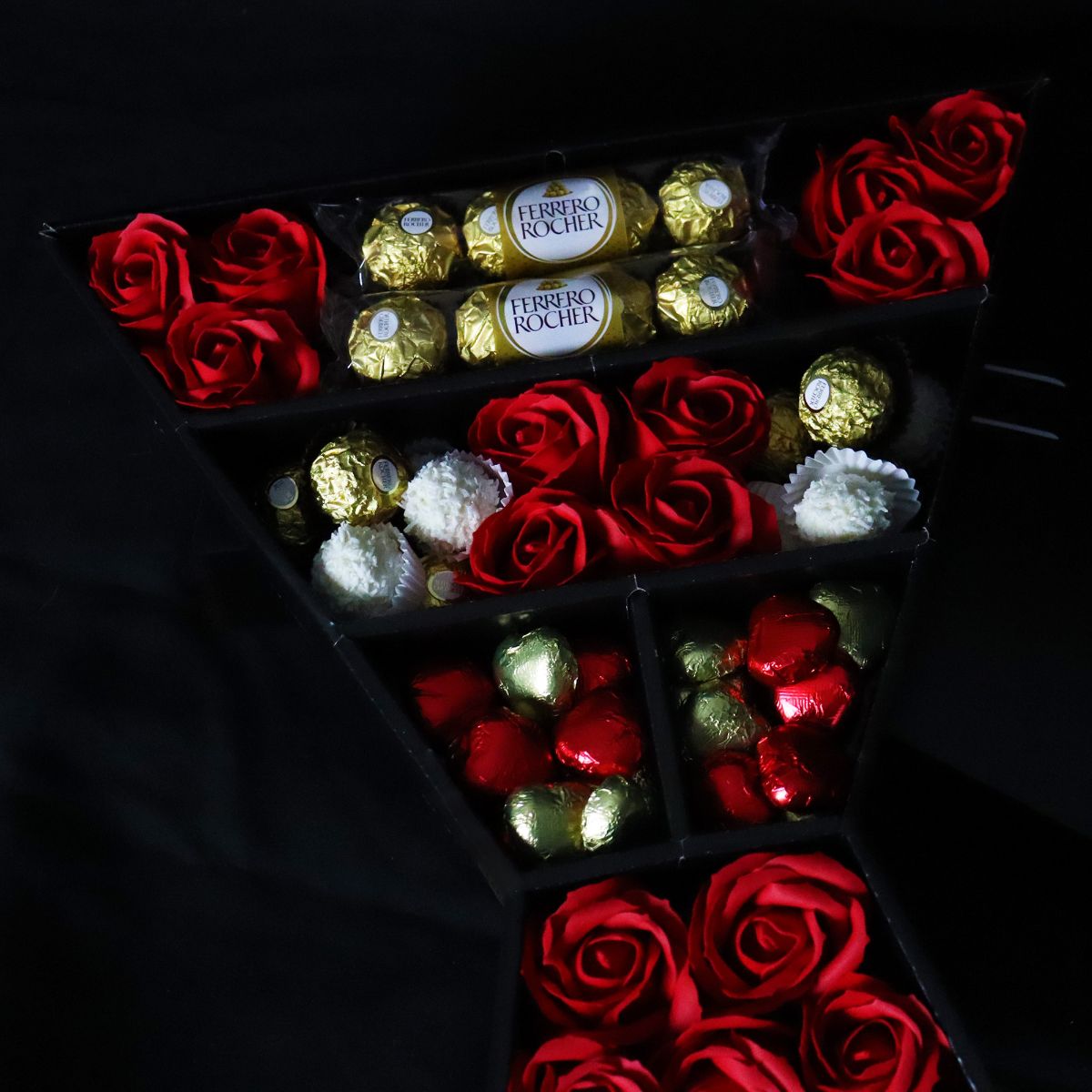 Ferrero Rocher & Raffaello Signature Chocolate Bouquet With Red Roses-Food and beverage-www.Shopthatapp.com-HamperWell