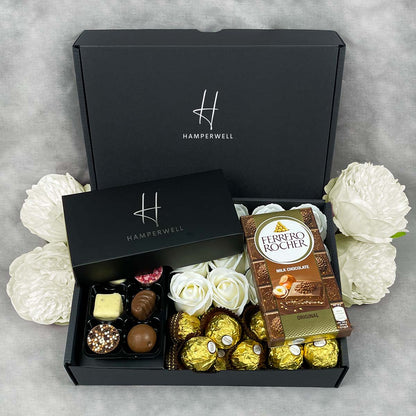 Ferrero Rocher Ultimate Gift Hamper With Ivory Roses - www.Shopthatapp.com
