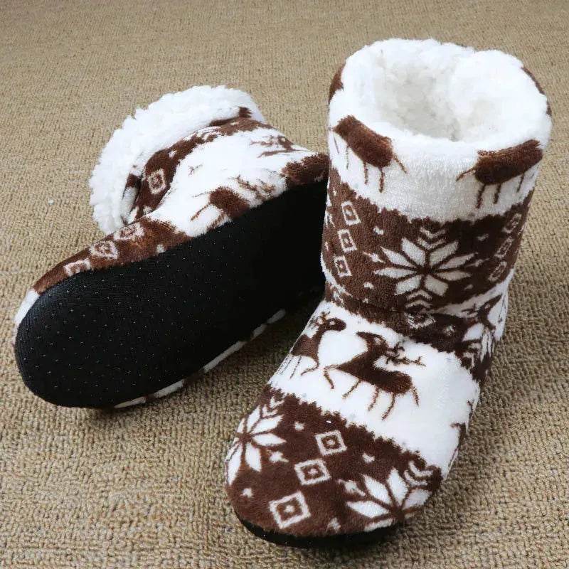 Christmas Elk Floor Shoes Indoor Socks Shoes Warm Plush House Slippers - www.Shopthatapp.com