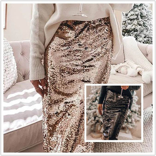 Sequined Glittering Hip A Line Pencil Midi Skirt - www.Shopthatapp.com