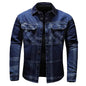 Fashion Plaid Denim Long-sleeved mens denim shirt Slim fit Jeans Shirt for men Denim top for men - www.Shopthatapp.com