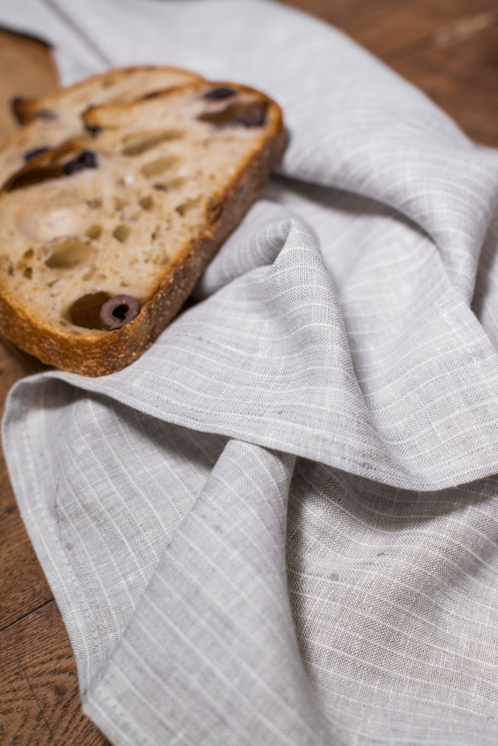 Findlay Linen Tea Towel Grey with White Stripes - www.Shopthatapp.com