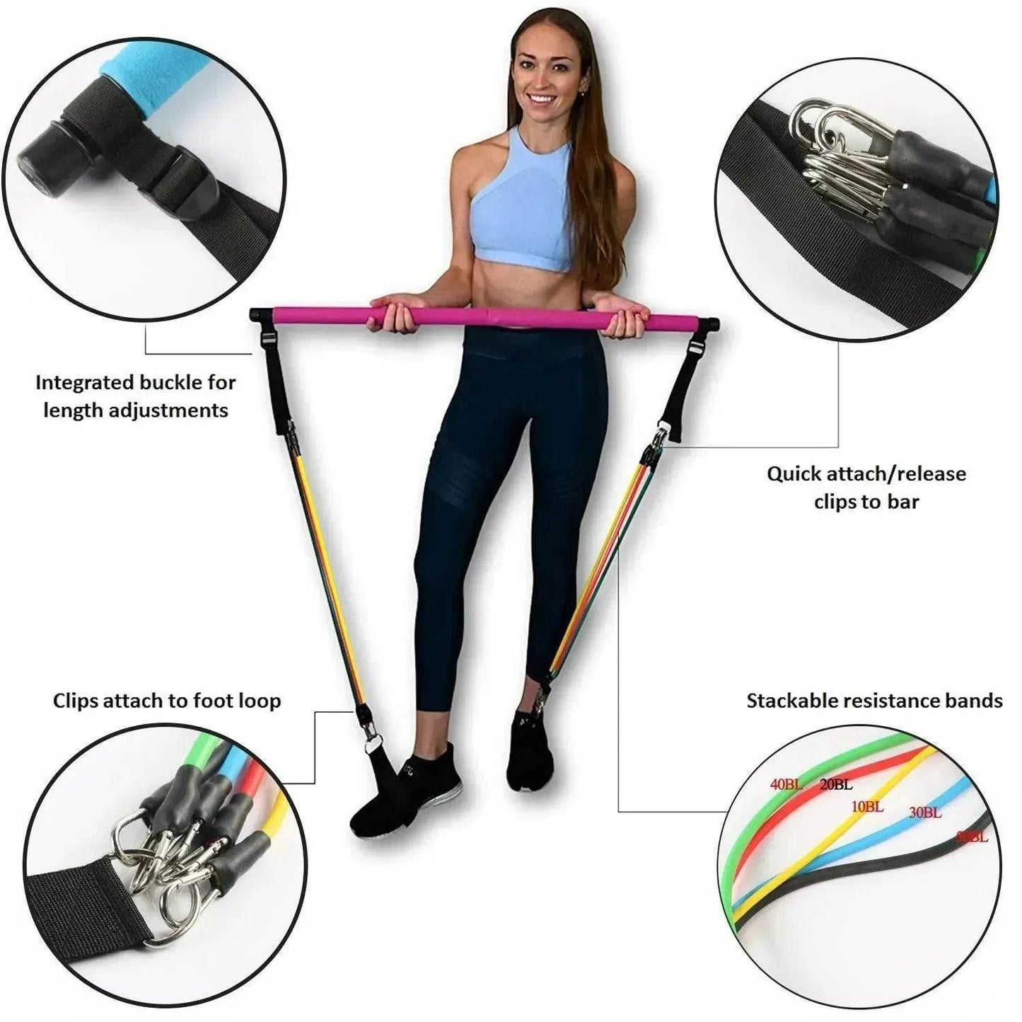 Fitness Yoga Pilates Bar Portable Gym Accessories Sport Elastic Bodybuilding Resistance Bands For Home Trainer Workout Equipment - www.Shopthatapp.com