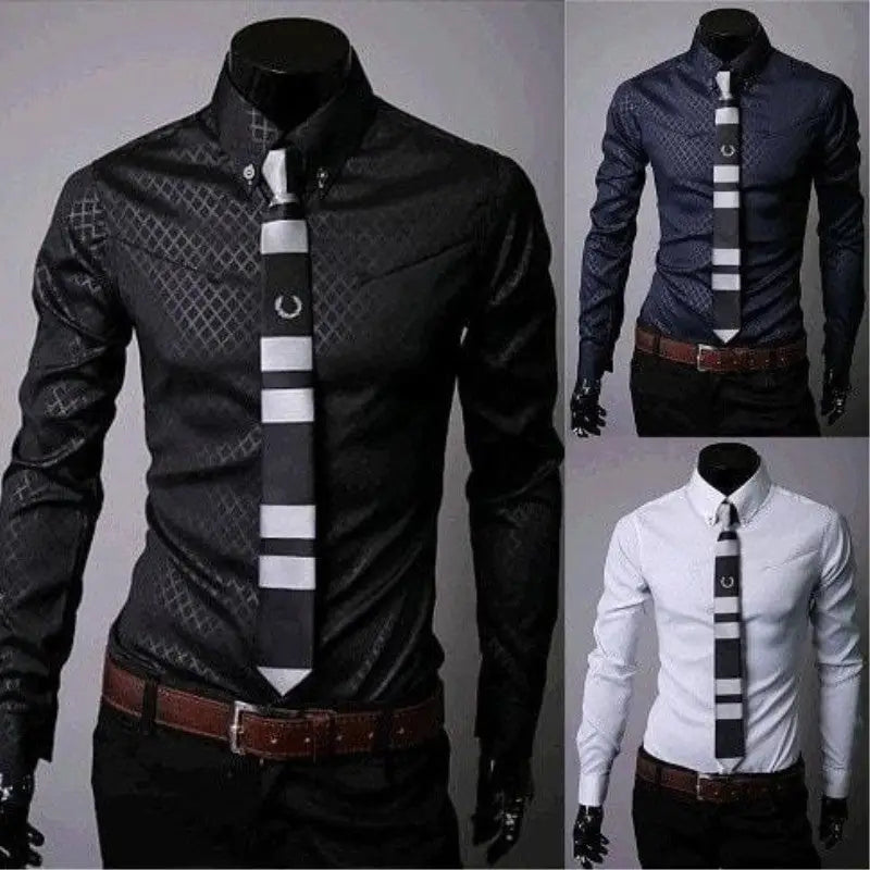 Fitted Shirts For Men Designer Plaid Stripes Pattern - www.Shopthatapp.com