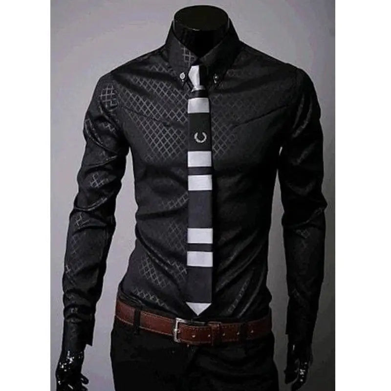 Fitted Shirts For Men Designer Plaid Stripes Pattern - www.Shopthatapp.com