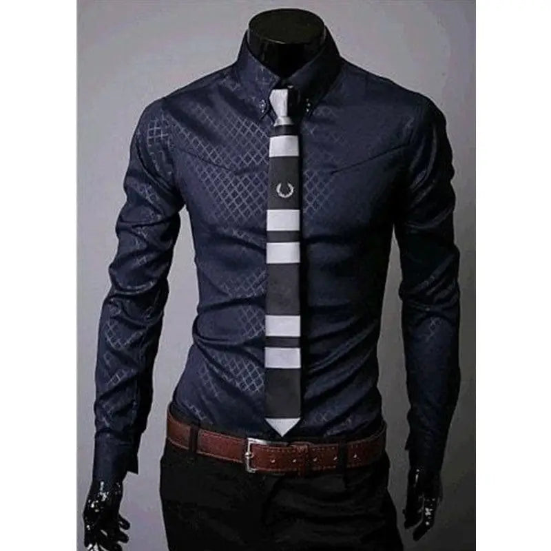Fitted Shirts For Men Designer Plaid Stripes Pattern - www.Shopthatapp.com