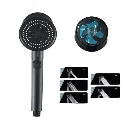 Five-color Wind Turbine Shower Head 56 Speed Water Silicone Shower Head - www.Shopthatapp.com