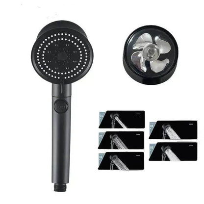 Five-color Wind Turbine Shower Head 56 Speed Water Silicone Shower Head - www.Shopthatapp.com