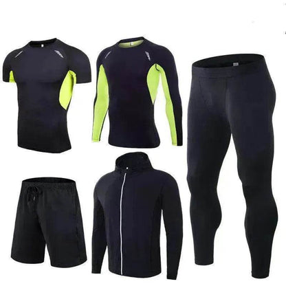 Men's Workout set Five-piece fitness wear - www.Shopthatapp.com