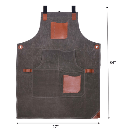 Fremont Leather Canvas Apron - Distressed grey - www.Shopthatapp.com