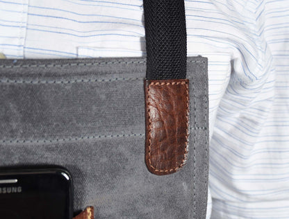 Fremont Leather Canvas Apron -  Grey - www.Shopthatapp.com