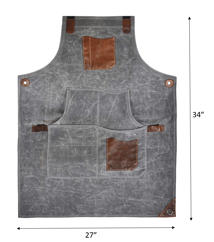 Fremont Leather Canvas Apron -  Grey - www.Shopthatapp.com