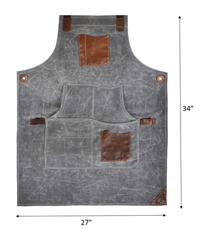 Fremont Leather Canvas Apron -  Grey - www.Shopthatapp.com