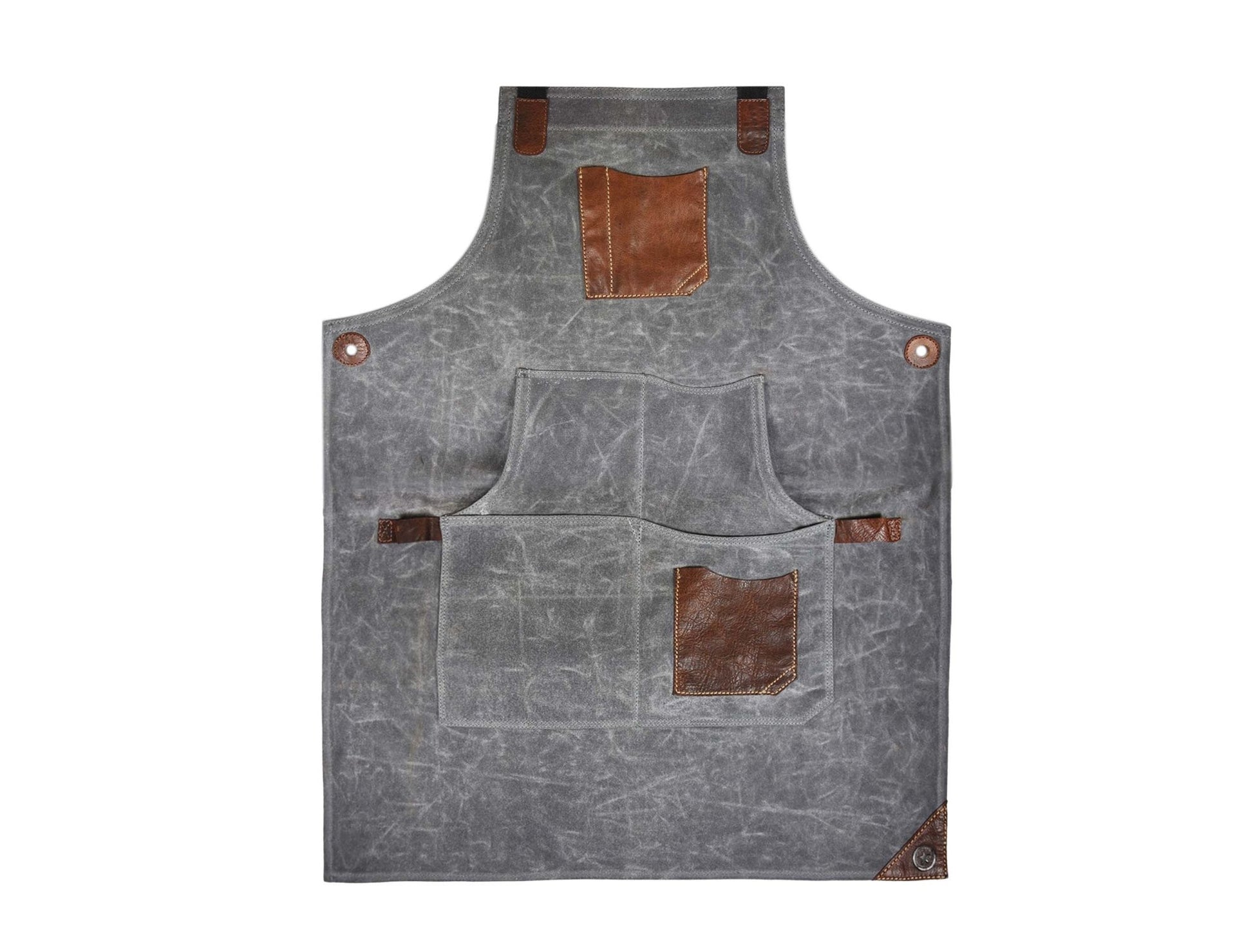 Fremont Leather Canvas Apron -  Grey - www.Shopthatapp.com