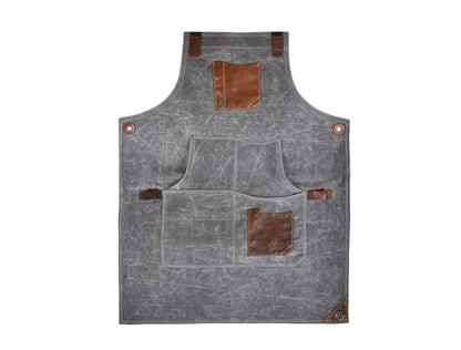 Fremont Leather Canvas Apron -  Grey - www.Shopthatapp.com