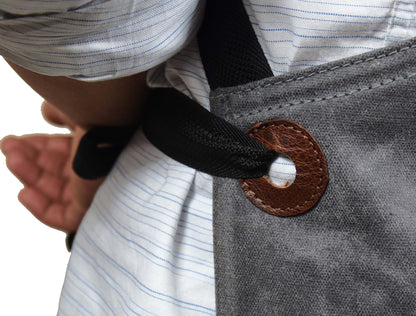 Fremont Leather Canvas Apron -  Grey - www.Shopthatapp.com