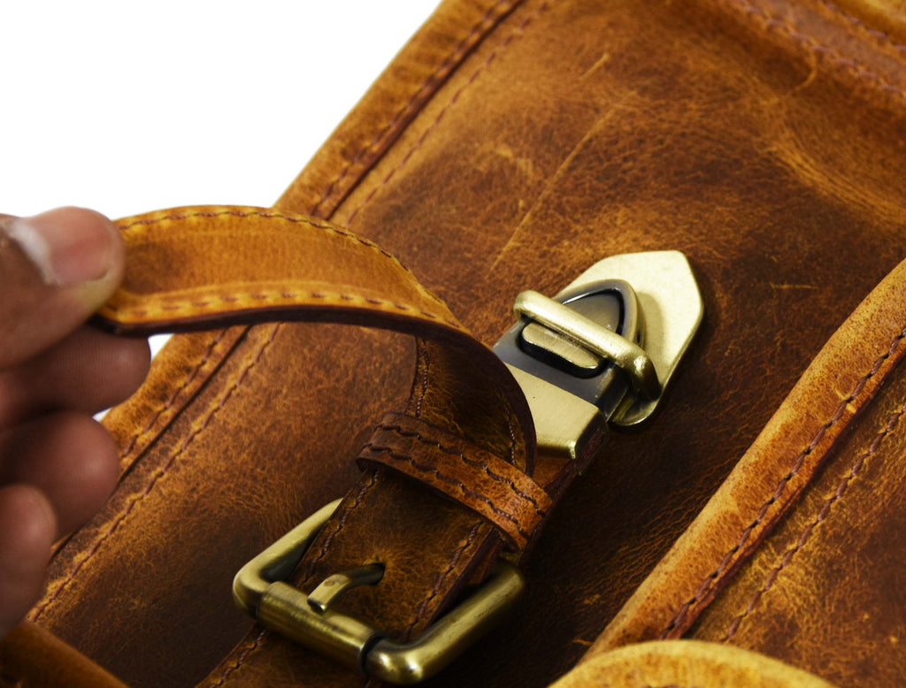 Fresno Leather Portfolio Bag - Caramel Brown - www.Shopthatapp.com