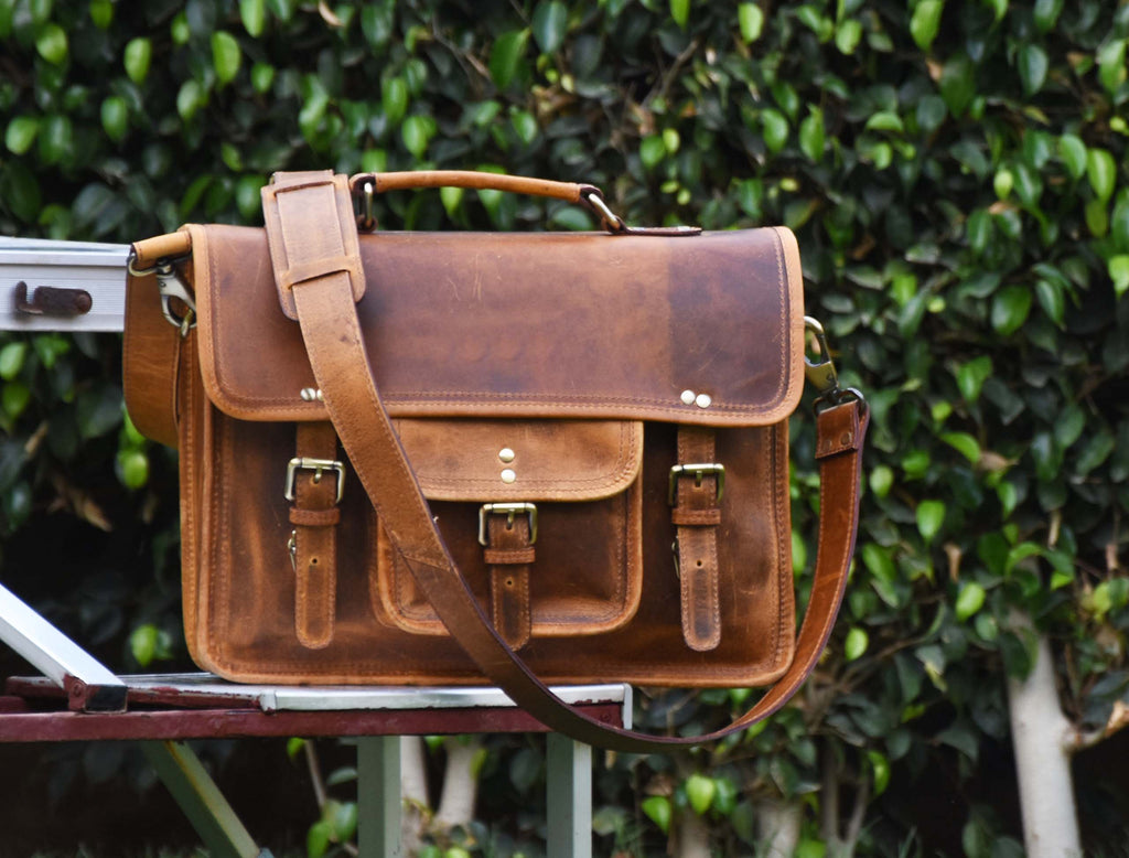 Fresno Leather Portfolio Bag - Caramel Brown - www.Shopthatapp.com