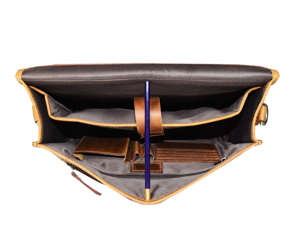 Fresno Leather Portfolio Bag - Caramel Brown - www.Shopthatapp.com