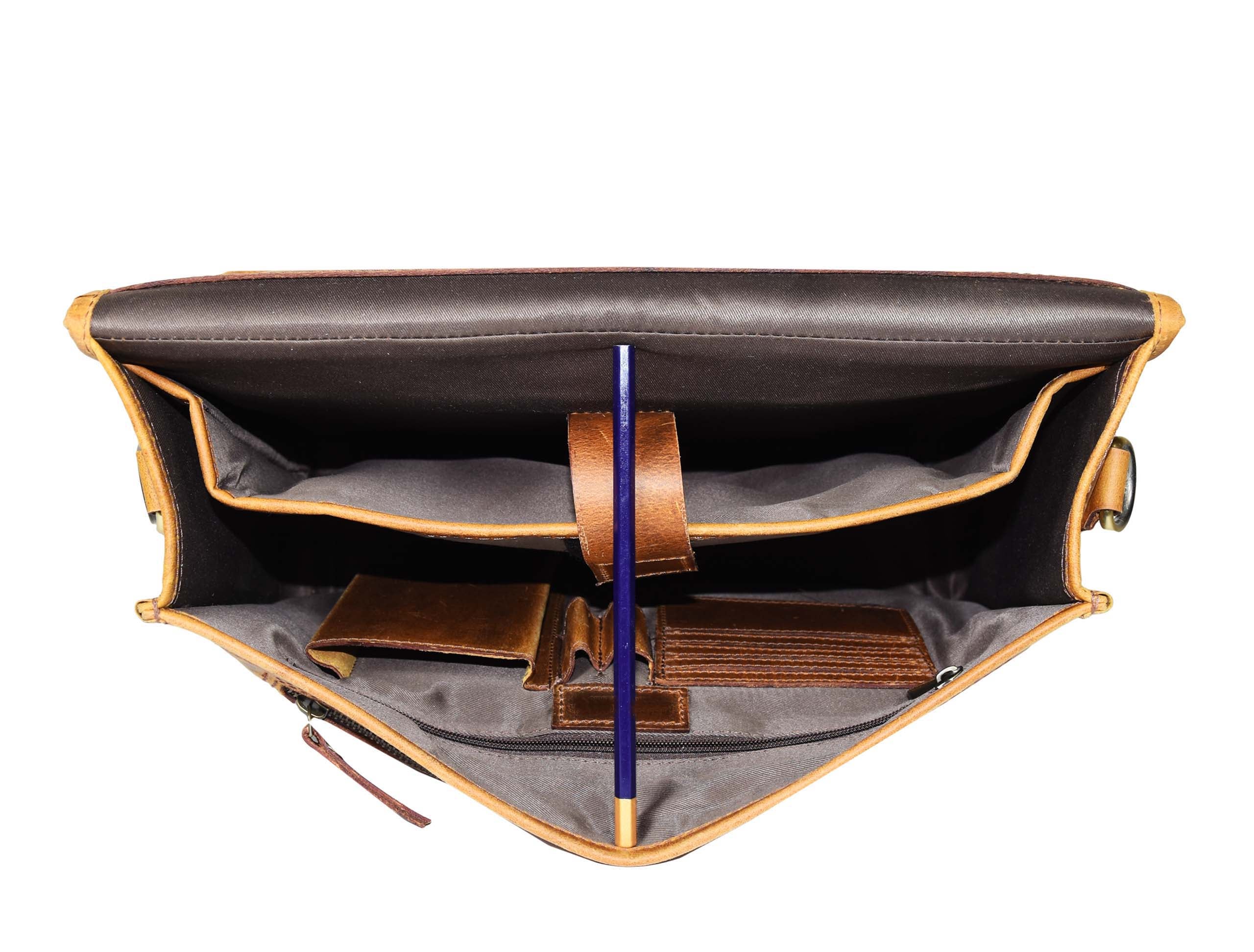 Fresno Leather Portfolio Bag - Caramel Brown - www.Shopthatapp.com