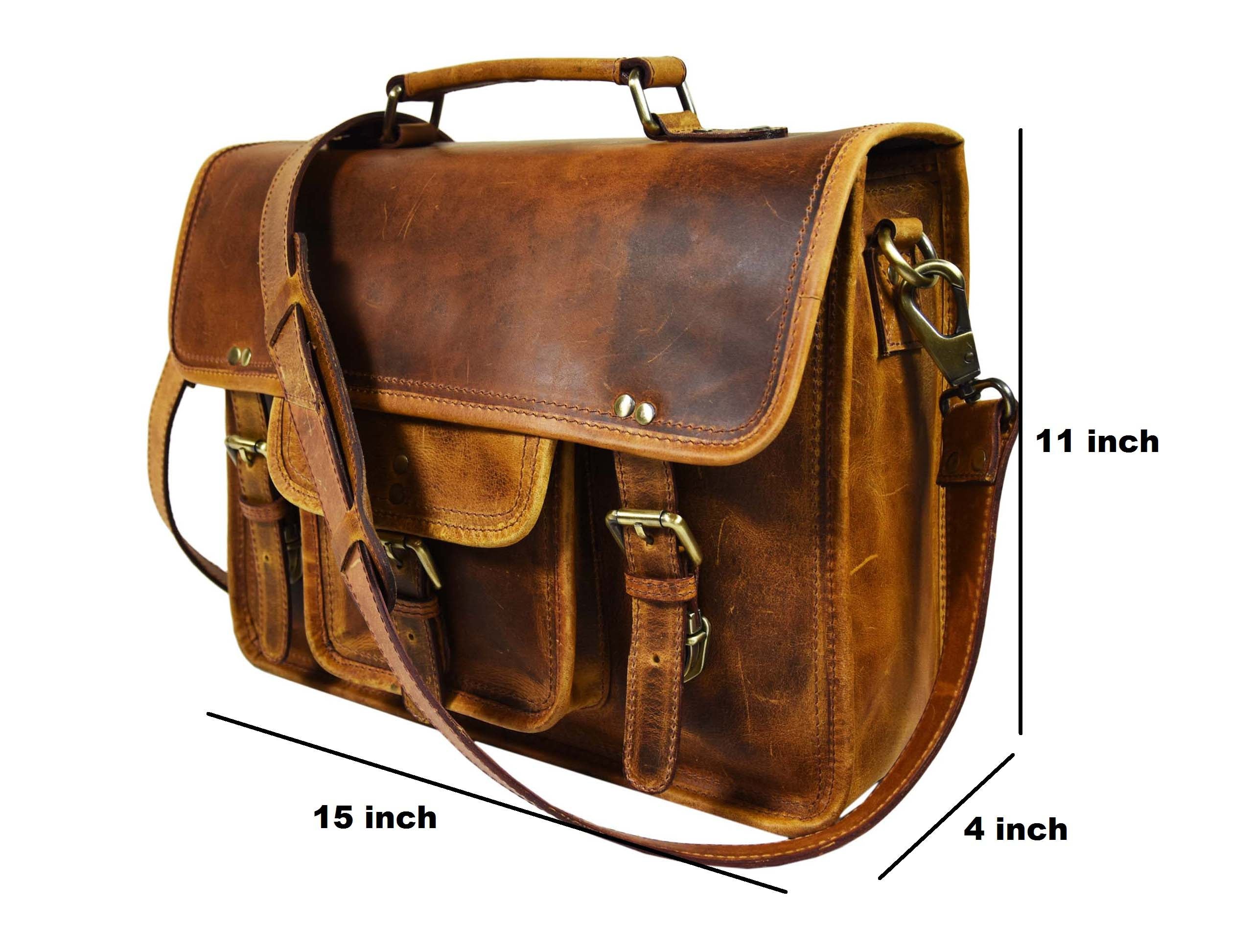 Fresno Leather Portfolio Bag - Caramel Brown - www.Shopthatapp.com