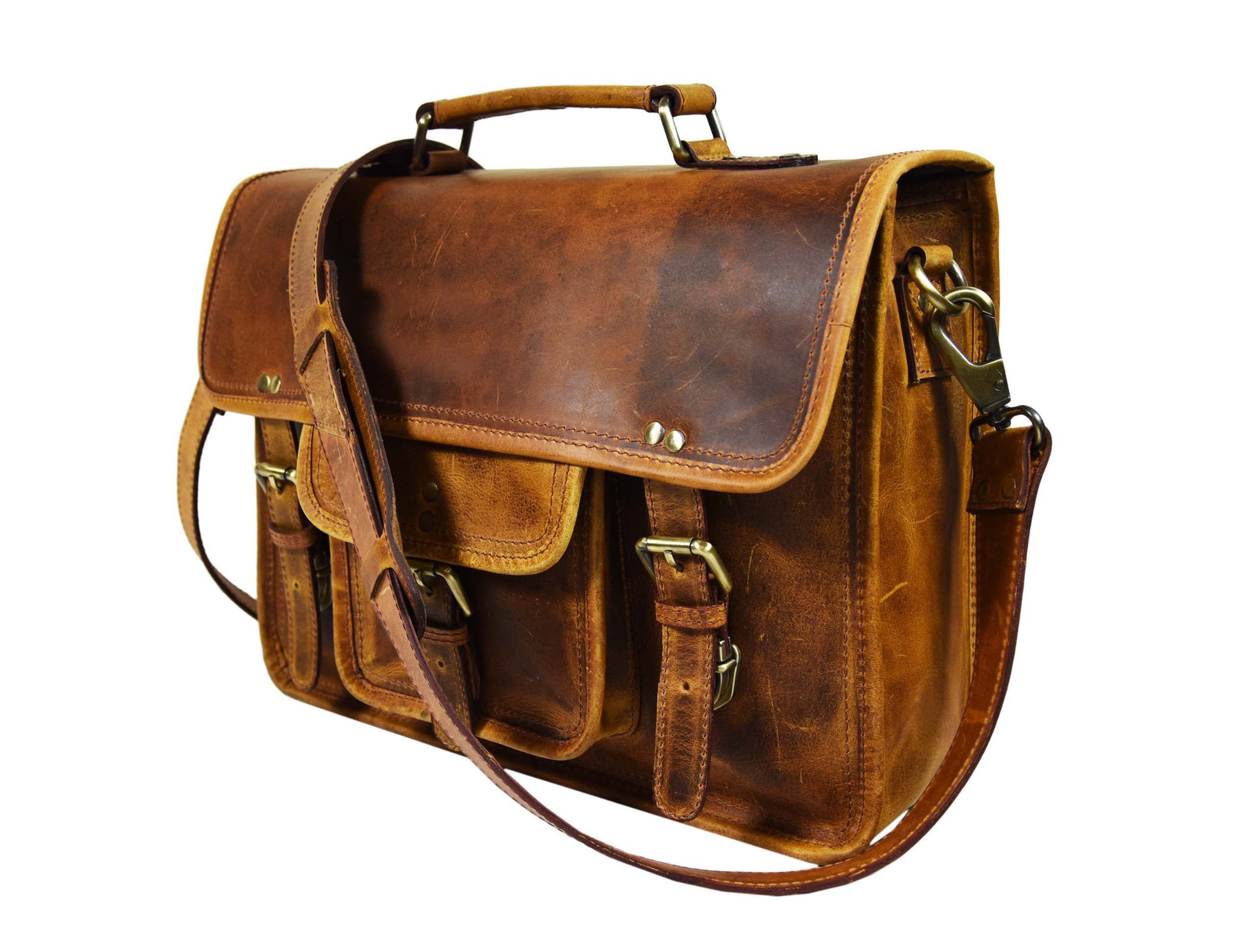 Fresno Leather Portfolio Bag - Caramel Brown - www.Shopthatapp.com