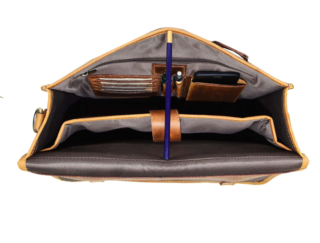 Fresno Leather Portfolio Bag - Caramel Brown - www.Shopthatapp.com