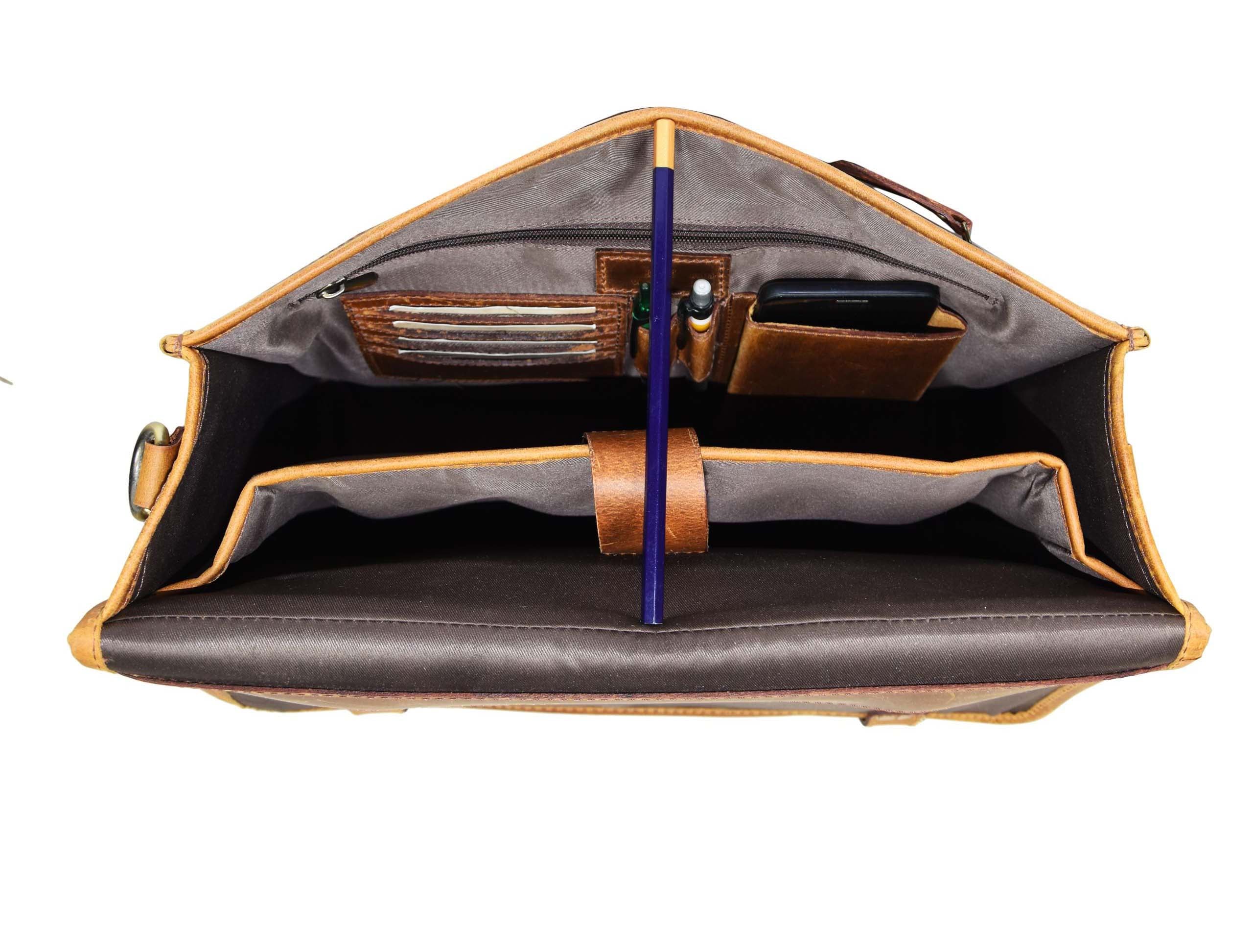 Fresno Leather Portfolio Bag - Caramel Brown - www.Shopthatapp.com