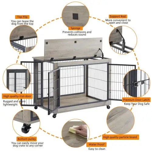 Furniture Style Dog Cage Side Table With Wheels - www.Shopthatapp.com