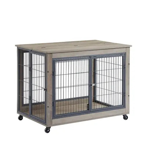 Furniture Style Dog Cage Side Table With Wheels - www.Shopthatapp.com