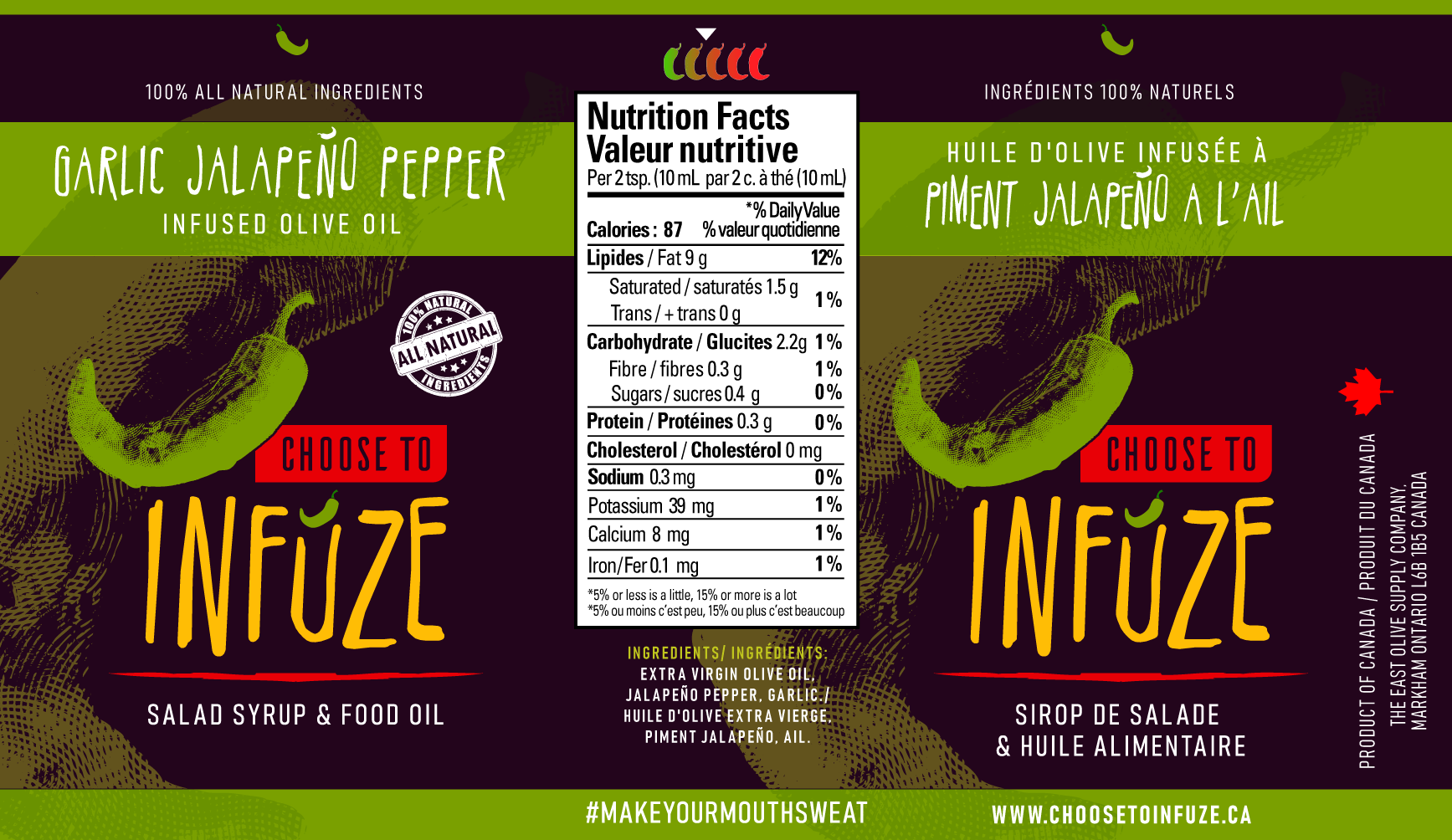 Garlic Jalapeño Infused Olive Oil 250 ml (8.5 oz) - www.Shopthatapp.com
