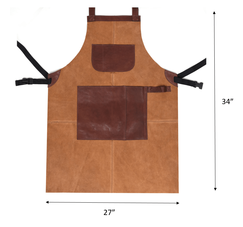Genuine Leather Suede Apron -  Saddle Brown - www.Shopthatapp.com