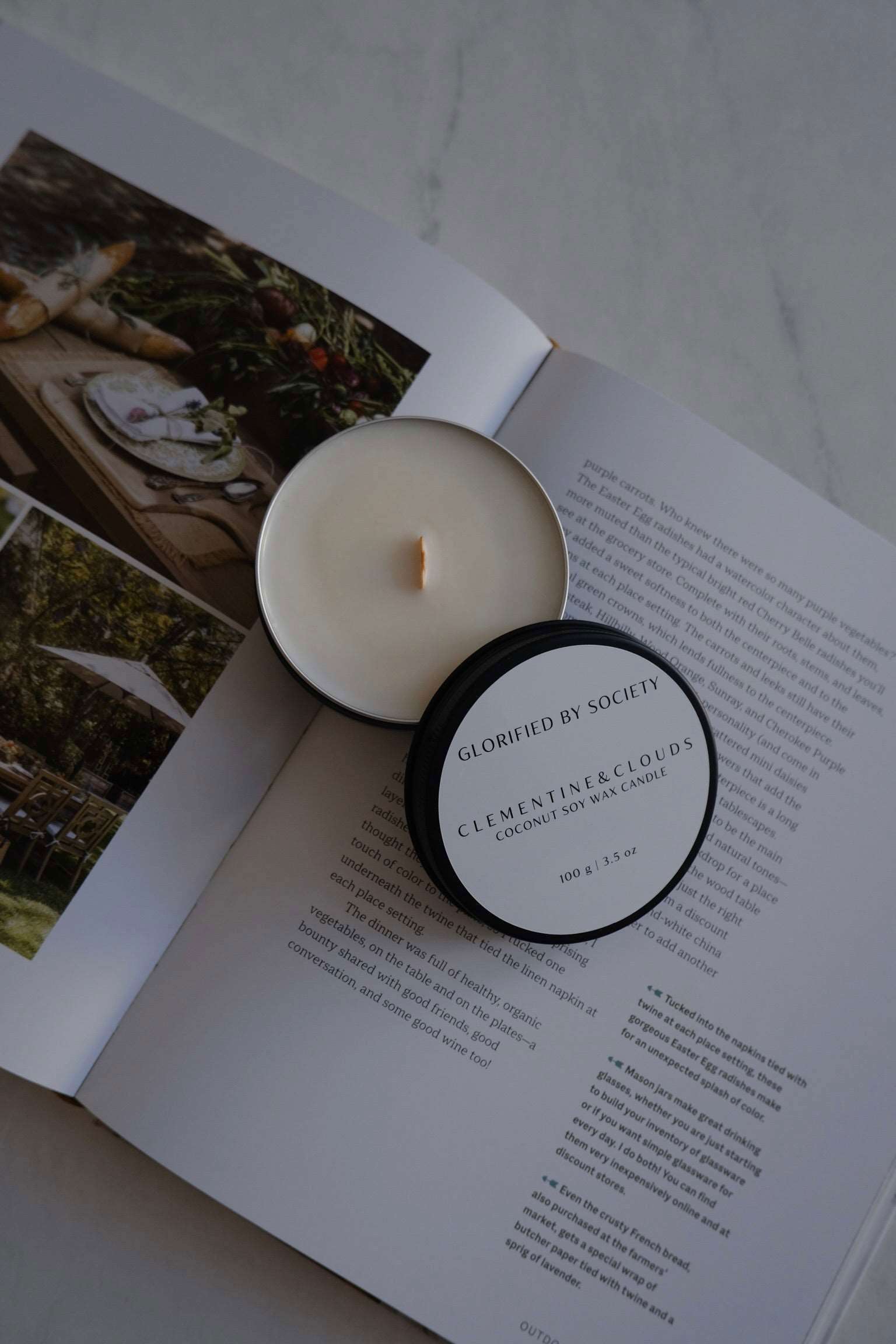 GLORIFIED BY SOCIETY 3.5 oz Scented Candle - Clementine & Clouds - Www.Shopthatapp.com