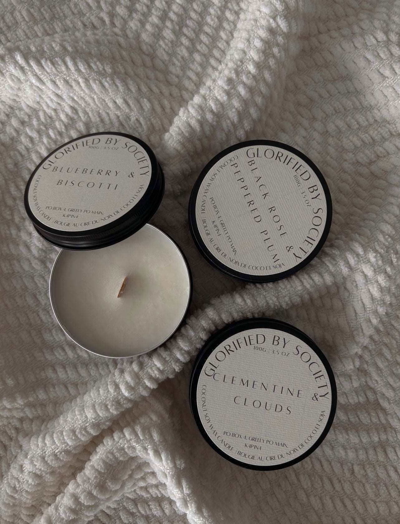 GLORIFIED BY SOCIETY 3.5 oz Scented Candle - Clementine & Clouds - Www.Shopthatapp.com