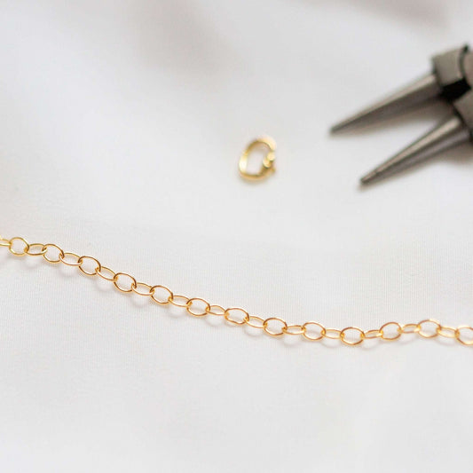 Gold cable chain love links permanent bracelet kit