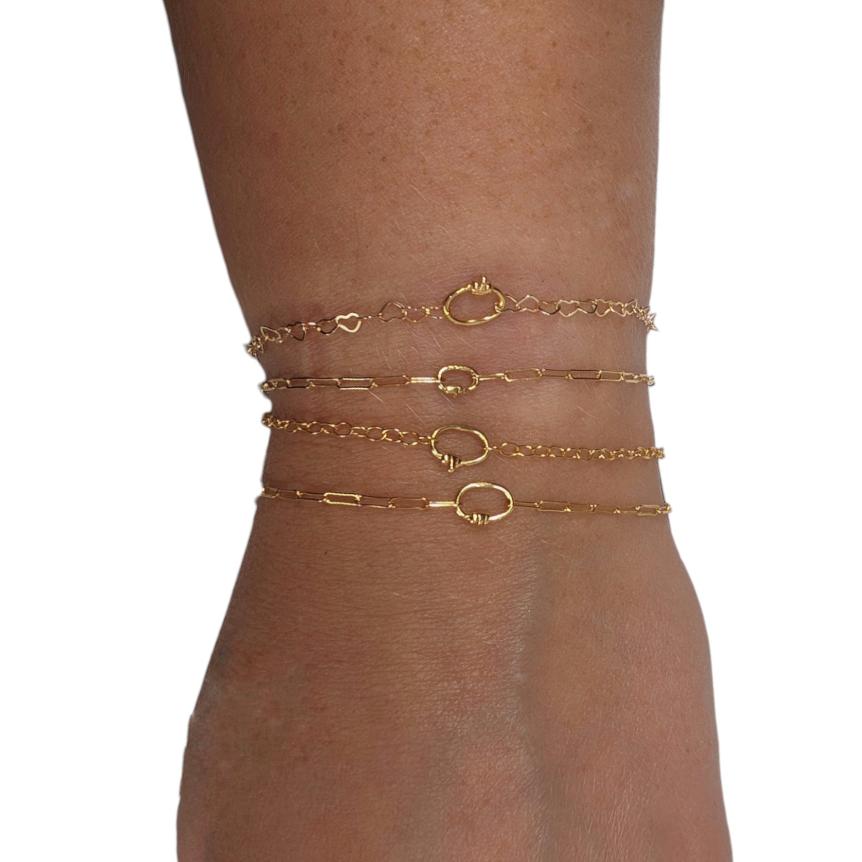 Gold cable chain love links permanent bracelet kit - www.Shopthatapp.com