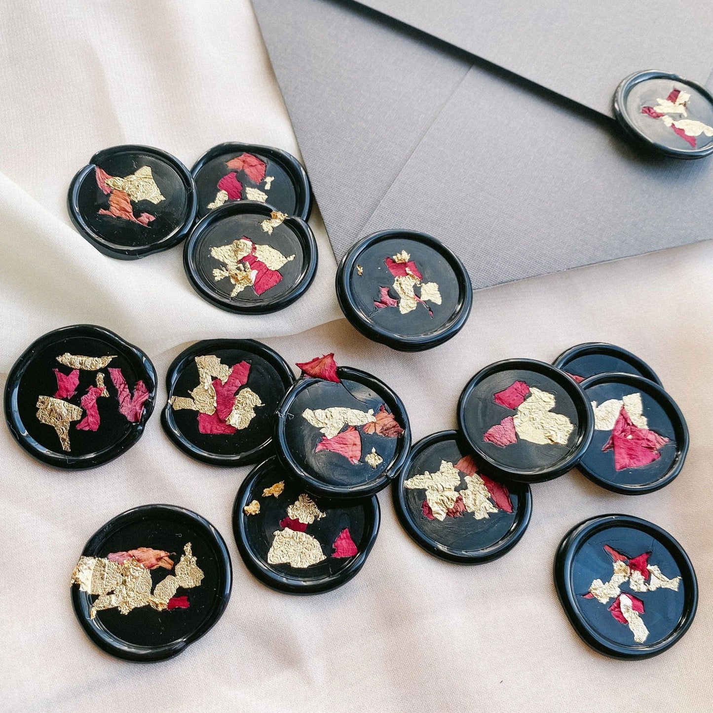 Gold foil wax seals - Set of 9 - www.Shopthatapp.com