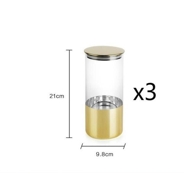 Golden Lid Glass Jar - www.Shopthatapp.com