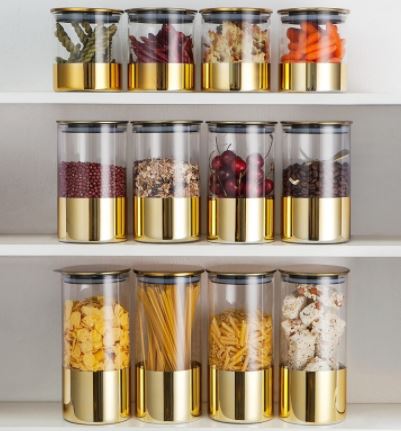 Golden Lid Glass Jar - www.Shopthatapp.com