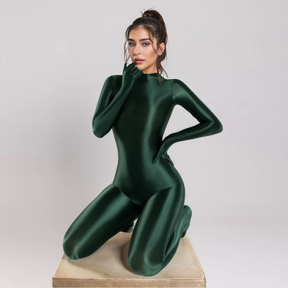 Spandex Nylon Full Bodysuit Zentai Shinny Cosplay Jumpsuit Attached Gloves - www.Shopthatapp.com